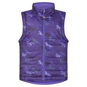Kerrits Kids Pony Tracks Reversible Quilted Vest, Purple and Black. Size small